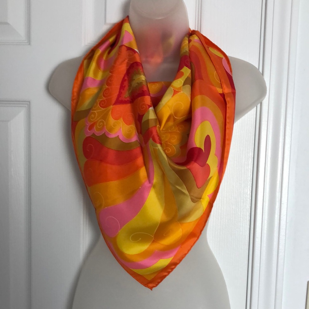 CASTEL Whimsical Vibrant Colors Silk Square Scarf